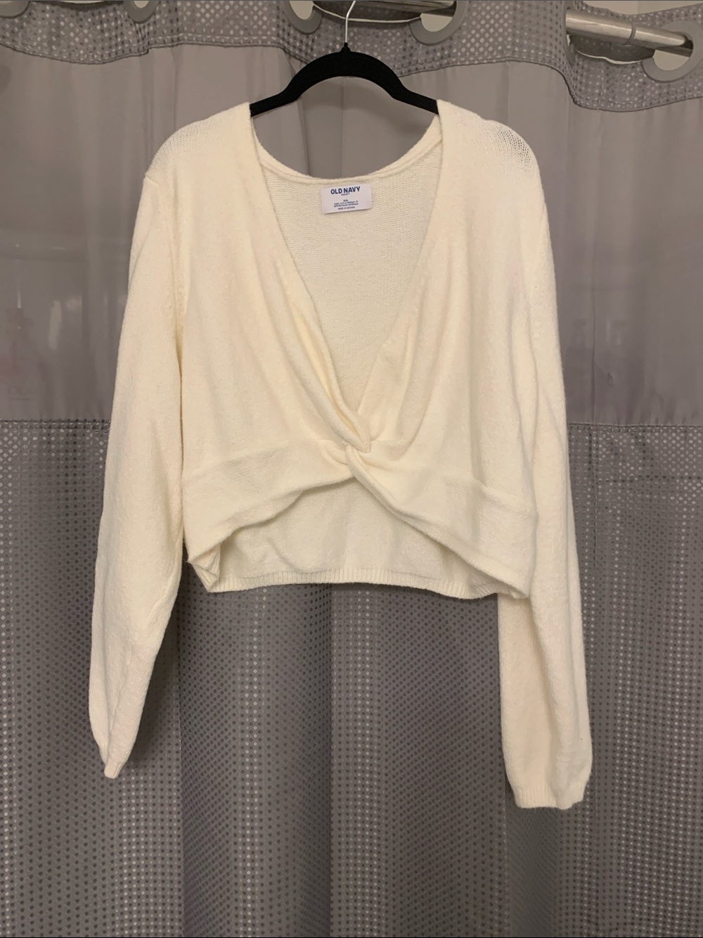 Old Navy Cream Twist-Front Crop Sweater
